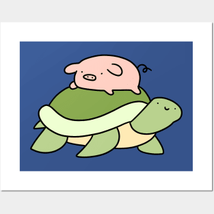 Turtle and Little Pig Posters and Art